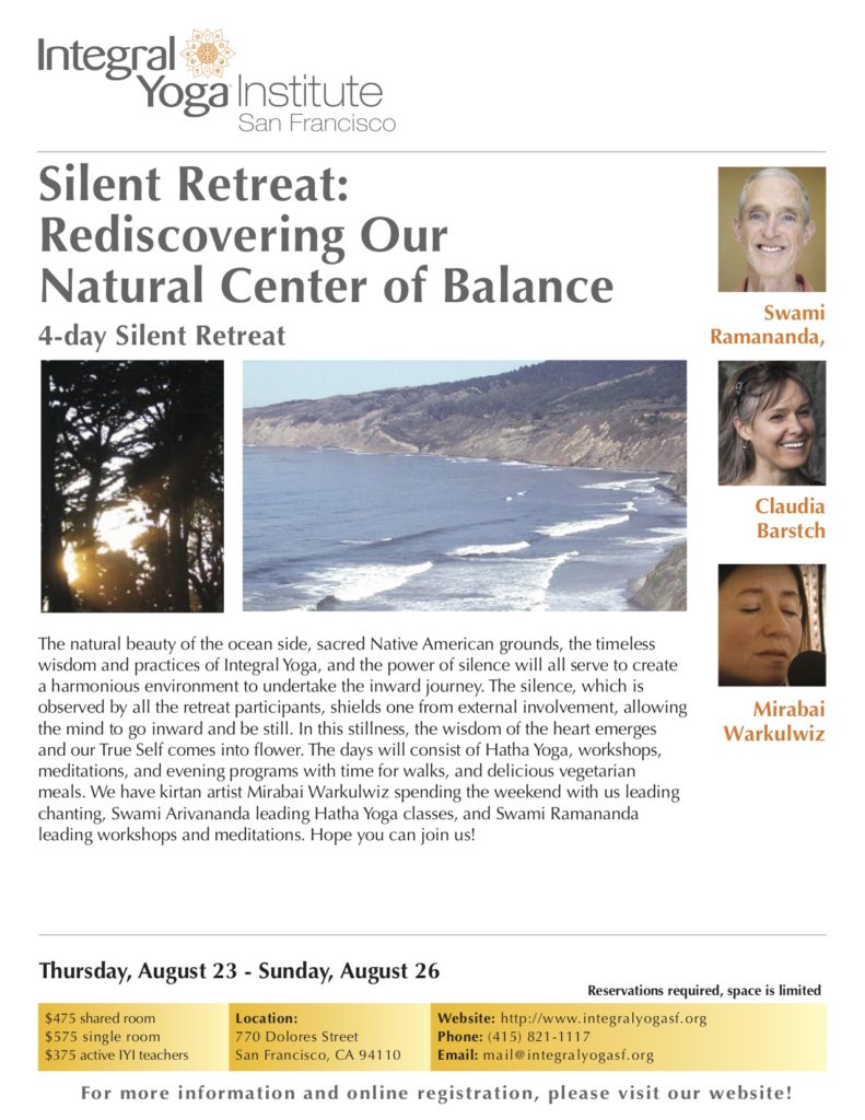 August Silent Integral Yoga Retreat in Bolinas @ Commonweal | Bolinas | California | United States